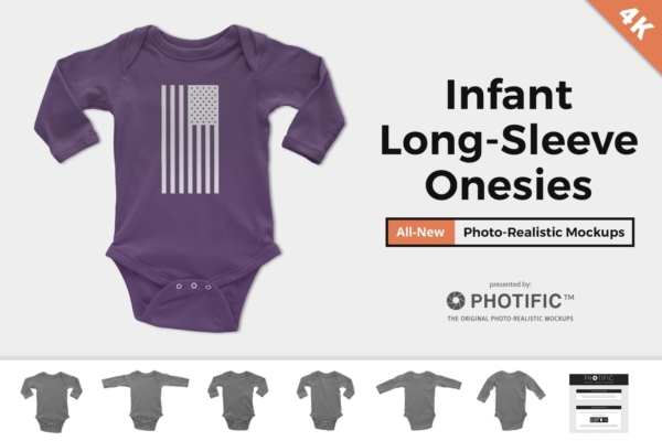 Infant Long Sleeve Onesie Mockups Preview