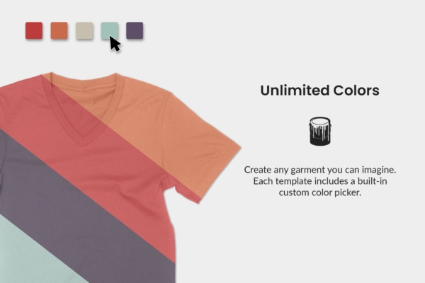 Universal V-Neck T-Shirt Colors Web